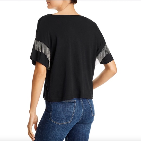 LNA Shimmy Chain-Fringed Black T-Shirt, Size XS, Made in USA - Picture 10 of 11